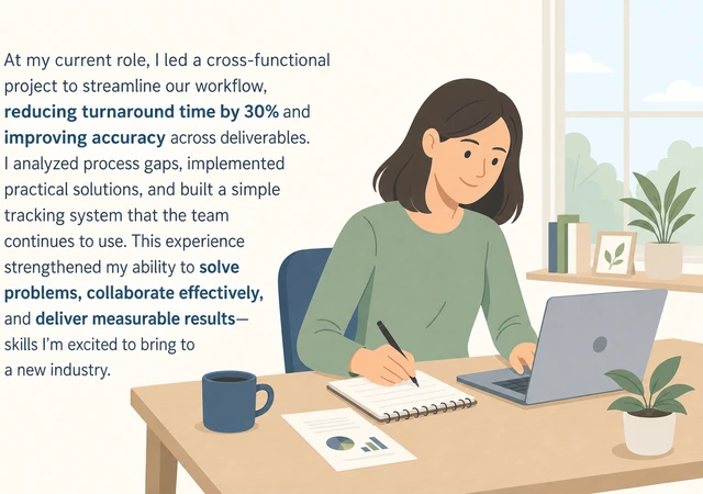 Illustration: proof paragraph showing transferable achievement for a career change