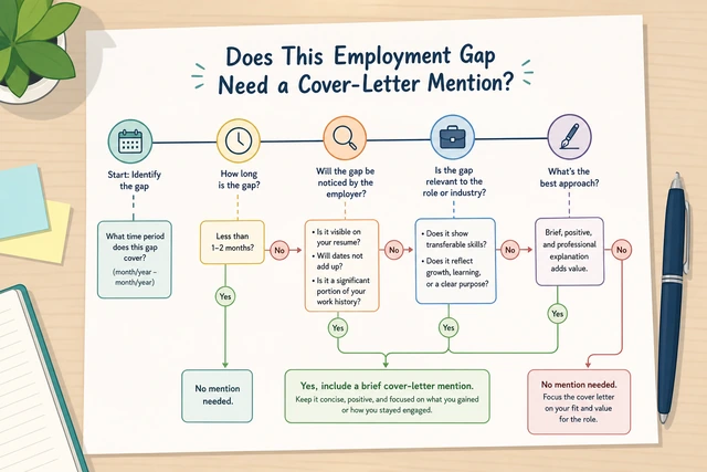 Illustration: deciding whether an employment gap needs a cover-letter mention