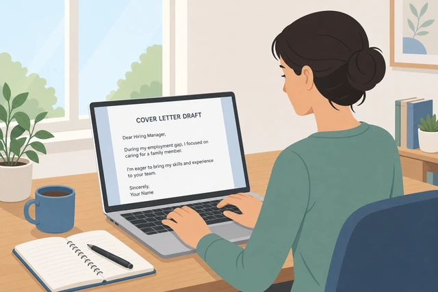 Illustration: writing one calm factual sentence about an employment gap