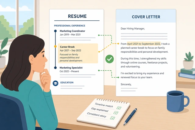Illustration: checking resume dates match the cover letter gap story