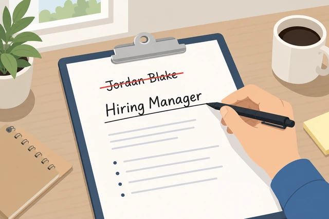 Illustration: rejecting the idea of inventing a fake hiring manager name