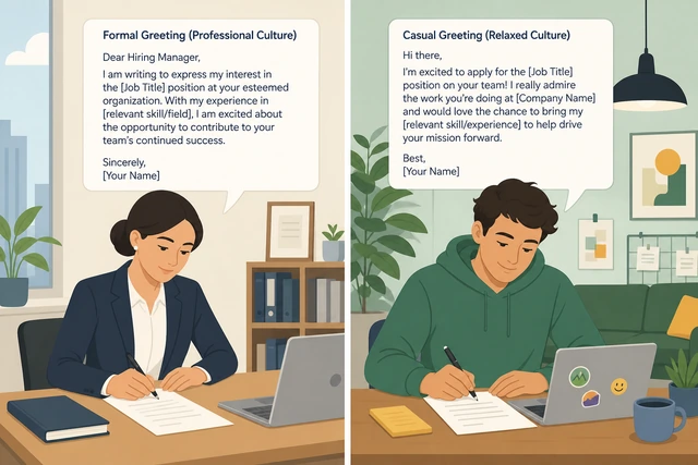 Illustration: matching cover letter greeting tone to company culture
