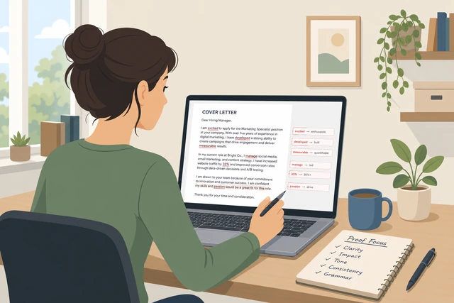 Illustration: focusing editing time on cover letter proof paragraphs not the greeting