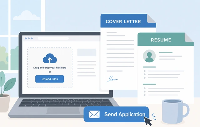 Illustration: sending or uploading cover letter PDF with matching resume