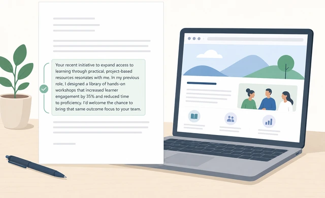 Illustration: cover letter paragraph linking second proof to a specific company detail