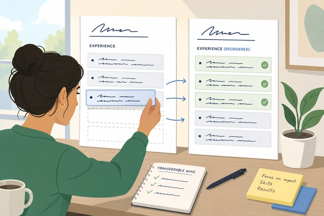 Illustration: reordering resume bullets to lead with transferable wins