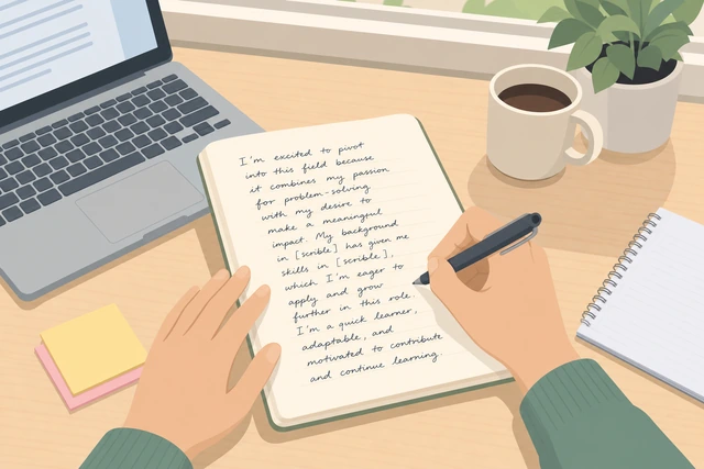 Illustration: brief career-pivot note in a job application message