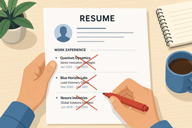 Illustration: rejecting fake job entries on a resume