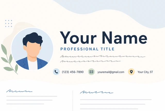 Illustration: resume header with name phone email and city