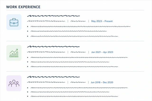 Illustration: reverse-chronological work experience section on a resume