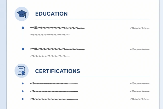 Illustration: education and certifications block on a resume