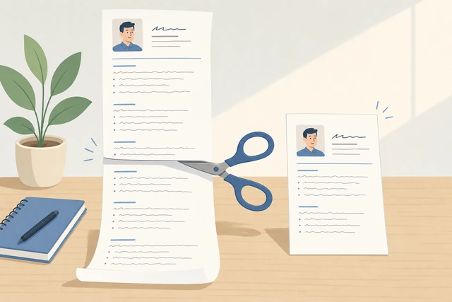 Illustration: trimming a resume to one page by removing fluff