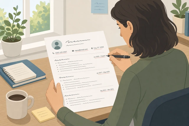 Illustration: proofreading resume contact info and dates carefully