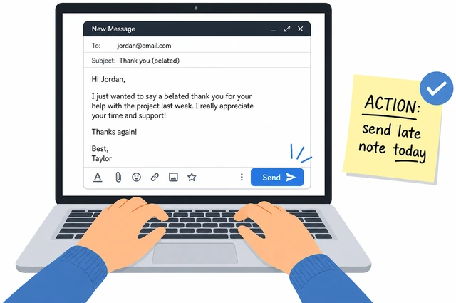 Illustration: sending a brief late thank-you email anyway