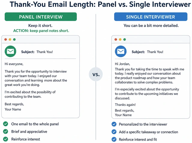 Illustration: shorter panel thank-you email length compared to single interviewer note