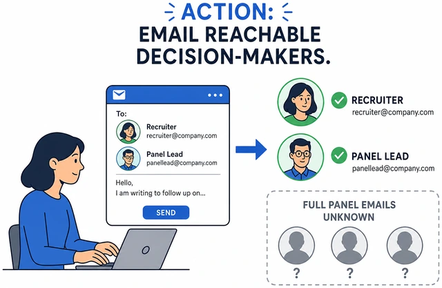 Illustration: emailing recruiter and panel lead when full panel emails unknown